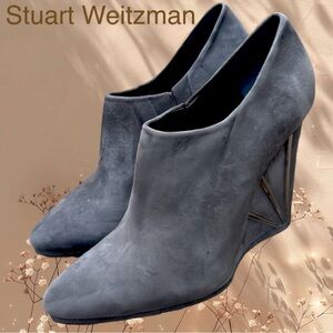 STUART WEITZMAN SLATE SUEDE CROP WEDGE ANKLE BOOT / BOOTIES -9 - NIB !🔥🤩